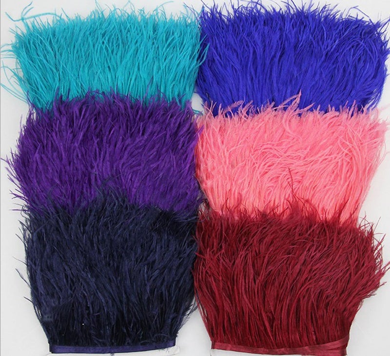 KOLIGHT Pack of 2 Yards Natural Dyed Ostrich Feathers Trim Fringe 4~5inch for DIY Dress Sewing Crafts Costumes Decoration (White) - Image 5
